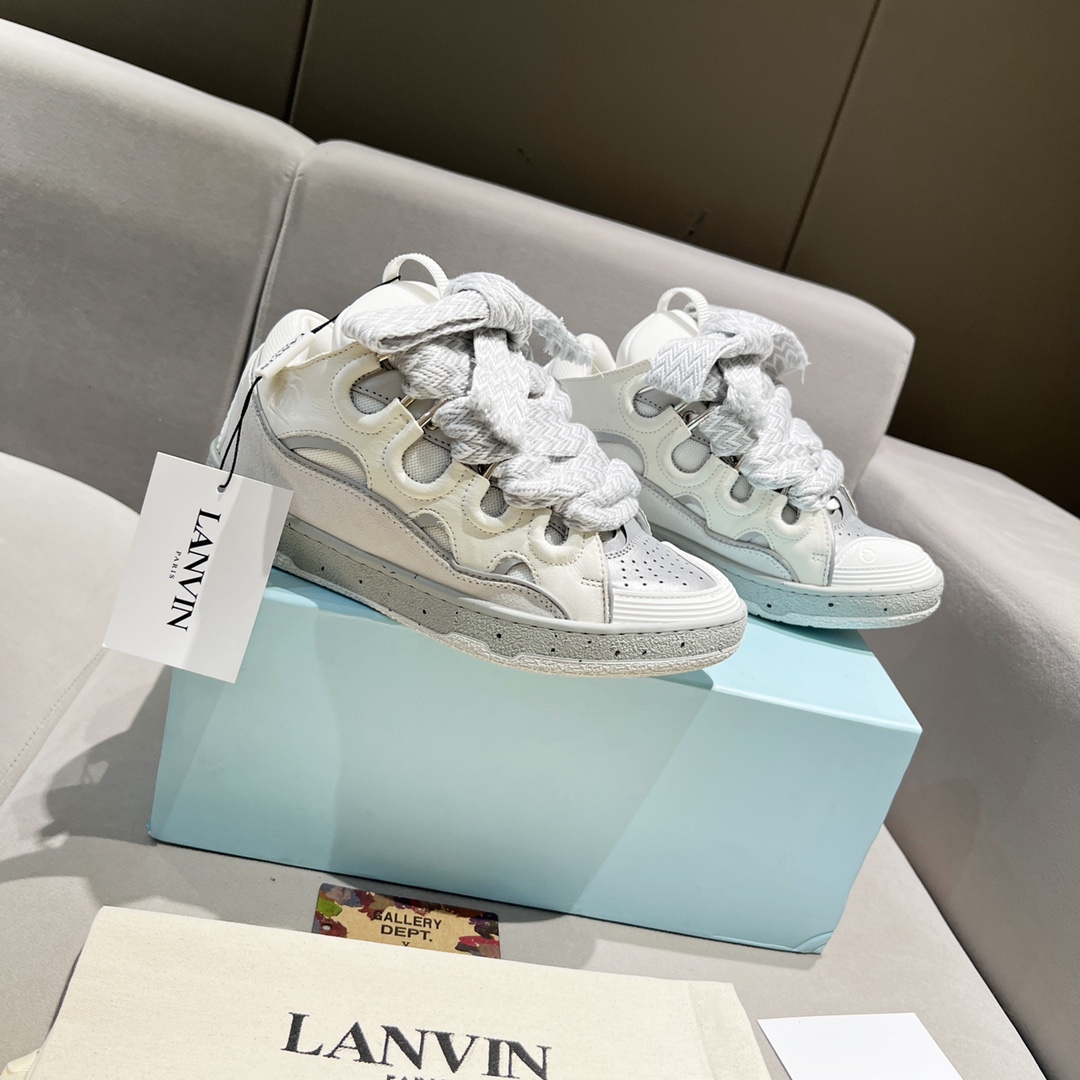 Lanvin Curb Leather Sneakers - everydesigner