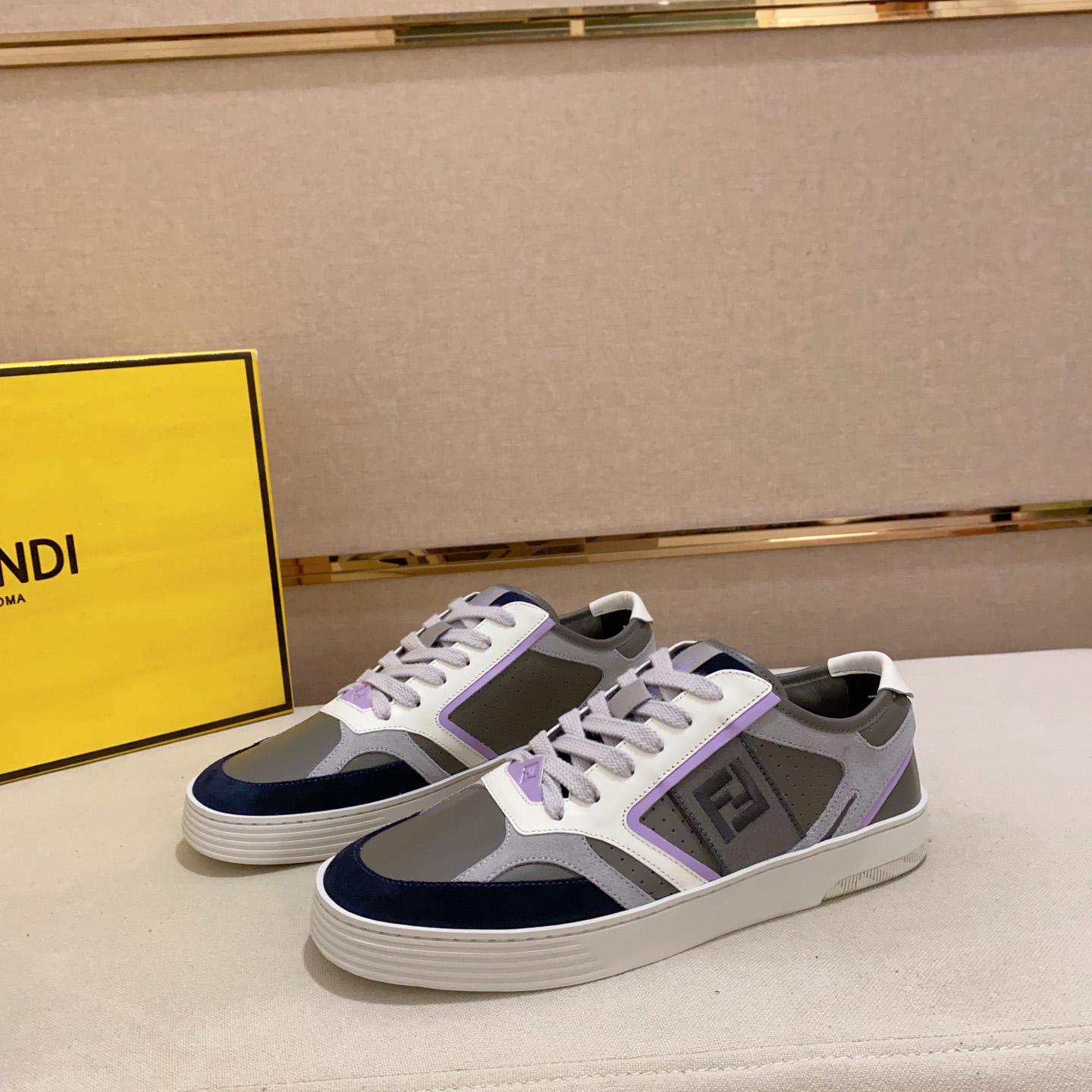 Fendi Step Gray Leather Low-tops Sneakers - everydesigner