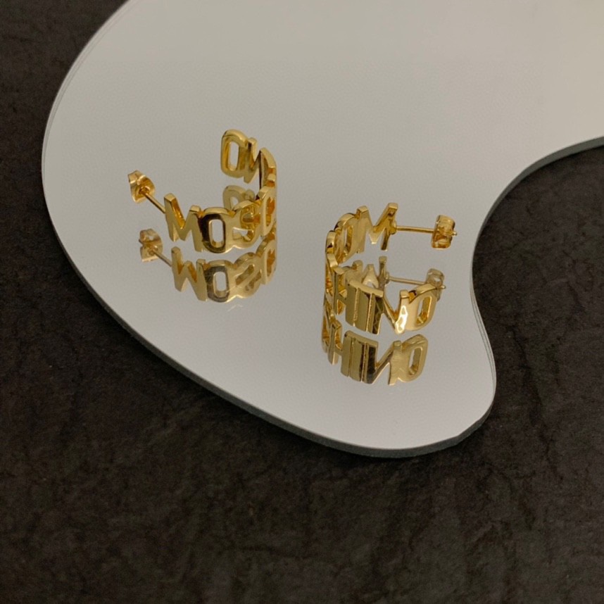 Moschino Logo-lettering Small Hoop Earrings - everydesigner