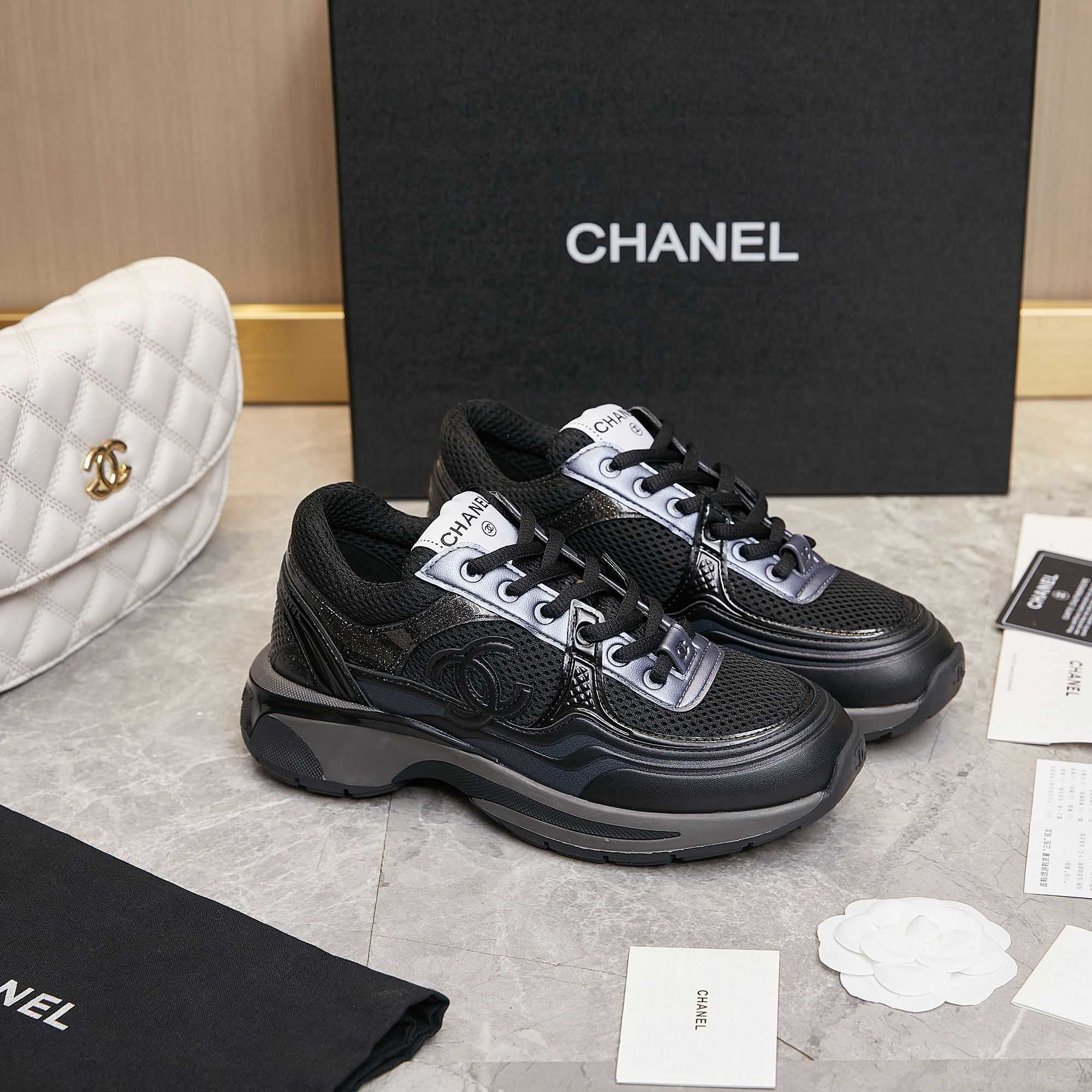 Chanel Fabric & Laminated Sneakers - everydesigner