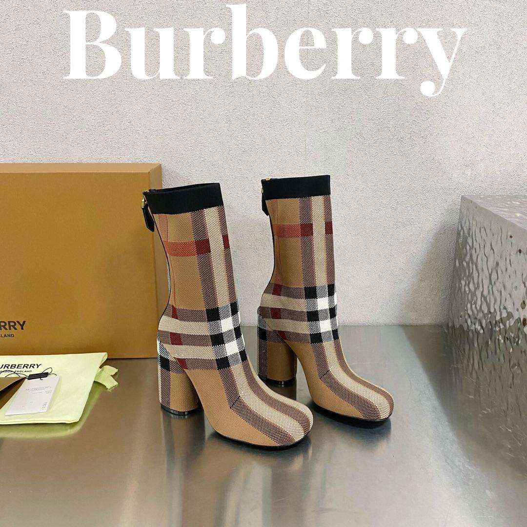 Burberry Knitted Check Sock Boots - everydesigner