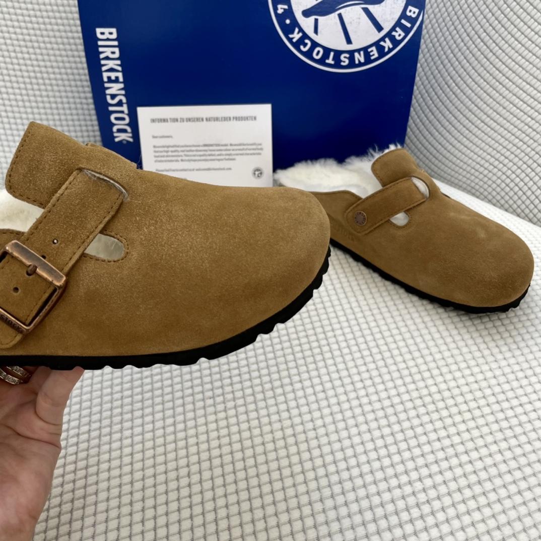 Birkenstock Suede Boston Clogs in Shearling - everydesigner