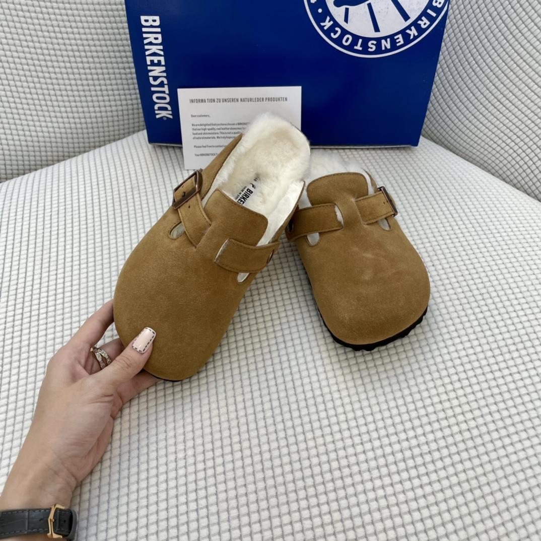 Birkenstock Suede Boston Clogs in Shearling - everydesigner