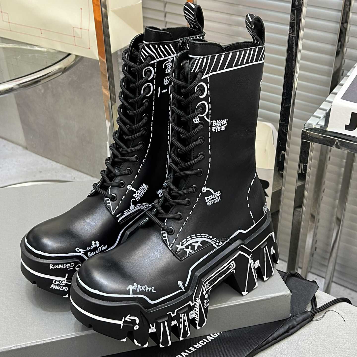 Balenciaga Bulldozer Lace-Up Boot In Black  - everydesigner