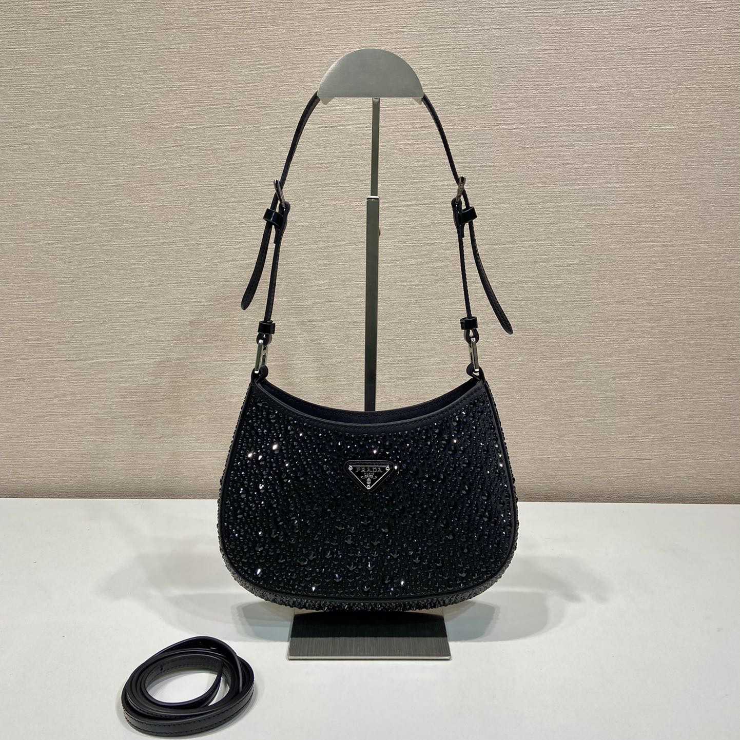 Prada Cleo Satin Bag With Crystals - everydesigner