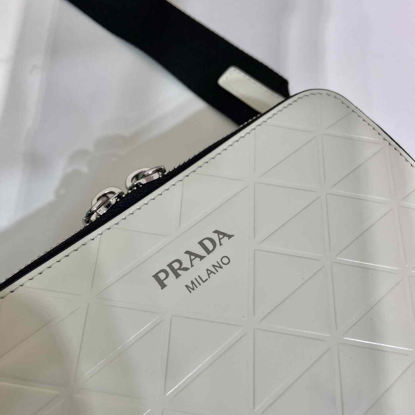 Prada Brique Brushed Leather Bag With Triangle Motif - everydesigner