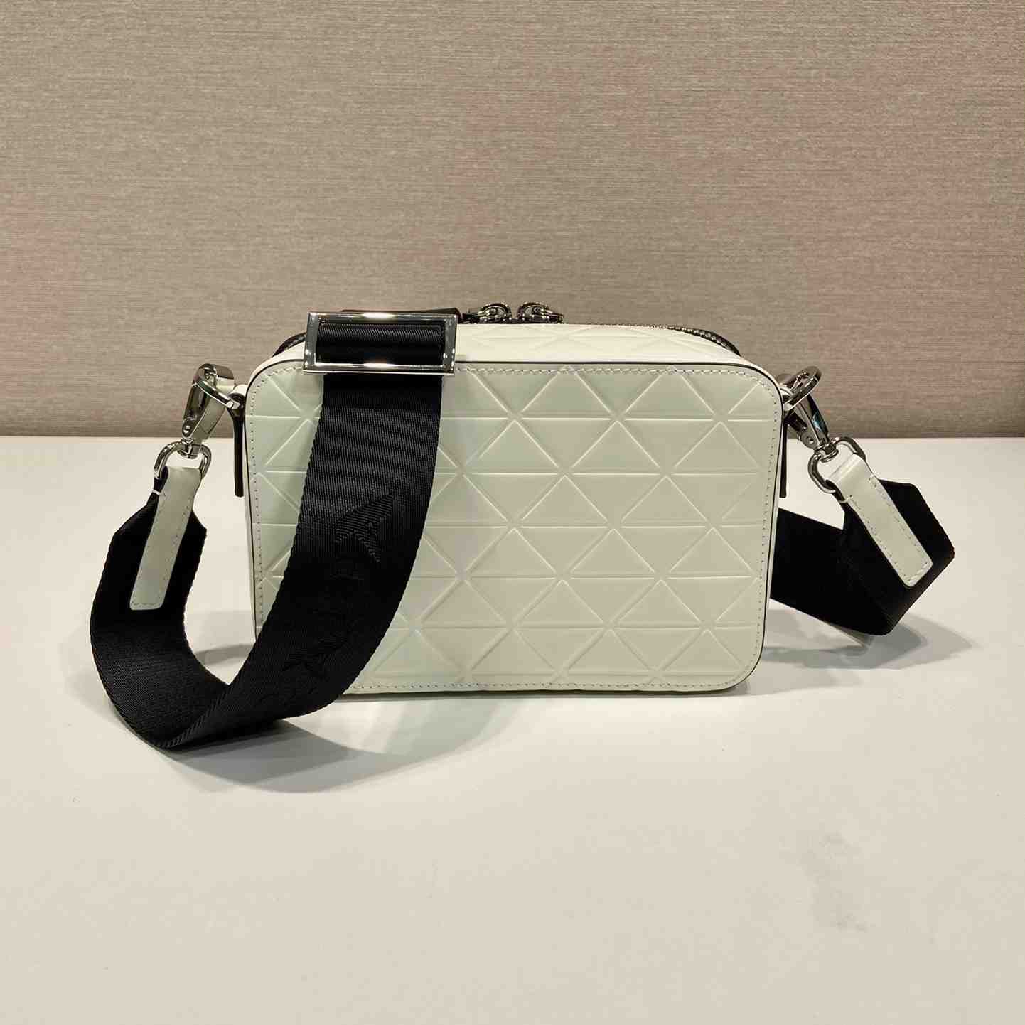 Prada Brique Brushed Leather Bag With Triangle Motif - everydesigner