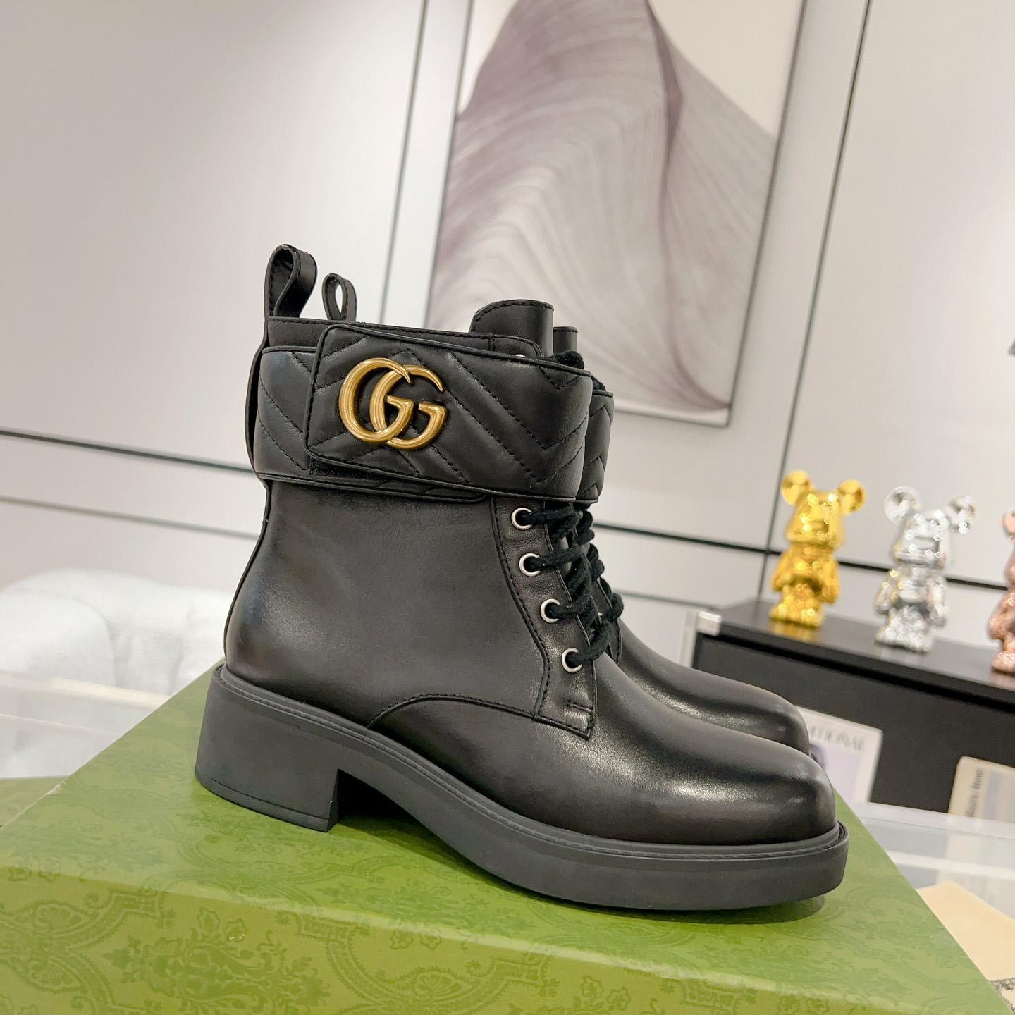 Gucci Marmont Logo-embellished Leather Ankle Boots  - everydesigner