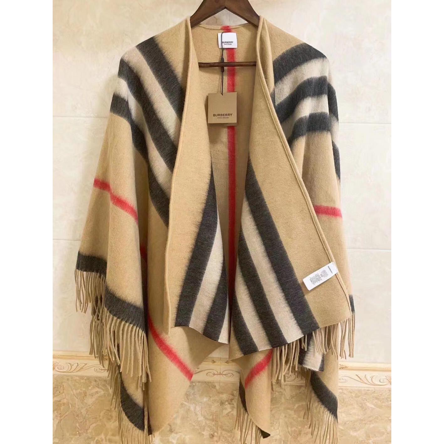 Burberry Reversible Monogram Wool Cashmere Jacquard Cape - everydesigner