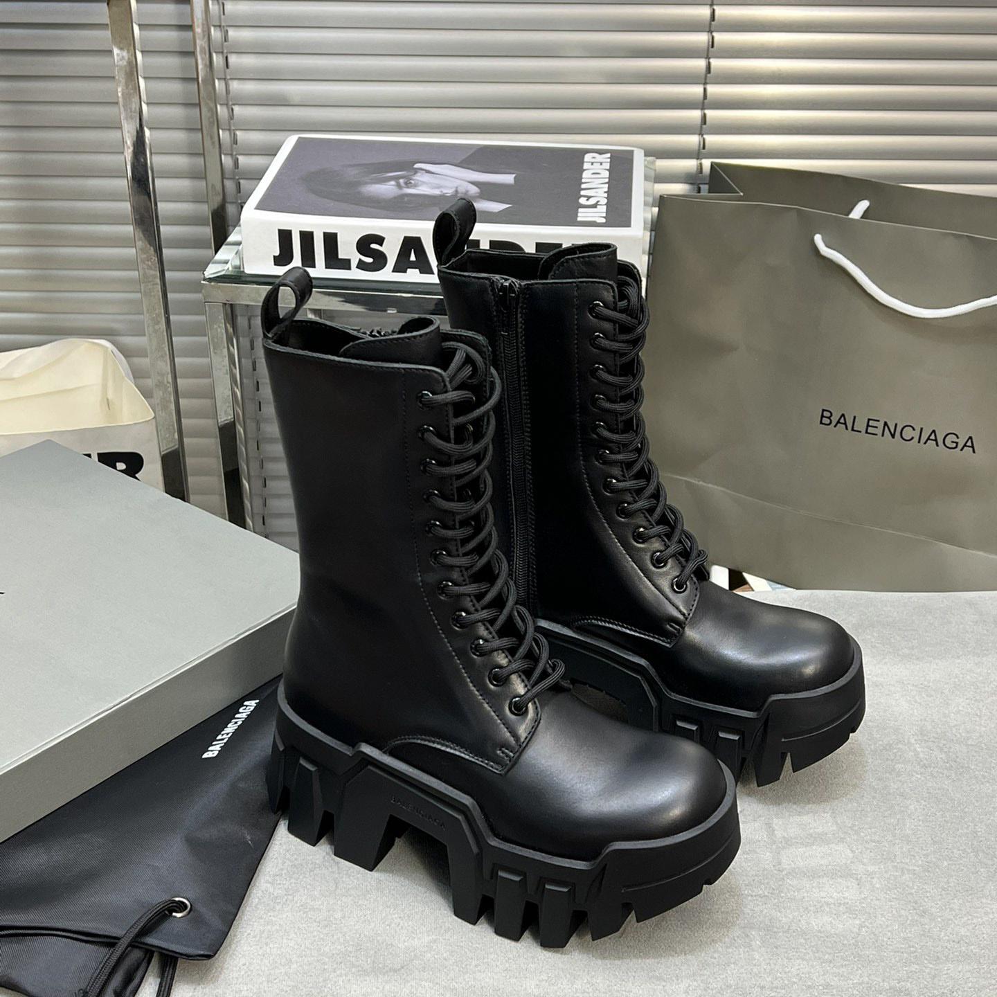 Balenciaga Bulldozer Lace-Up Boot In Black - everydesigner