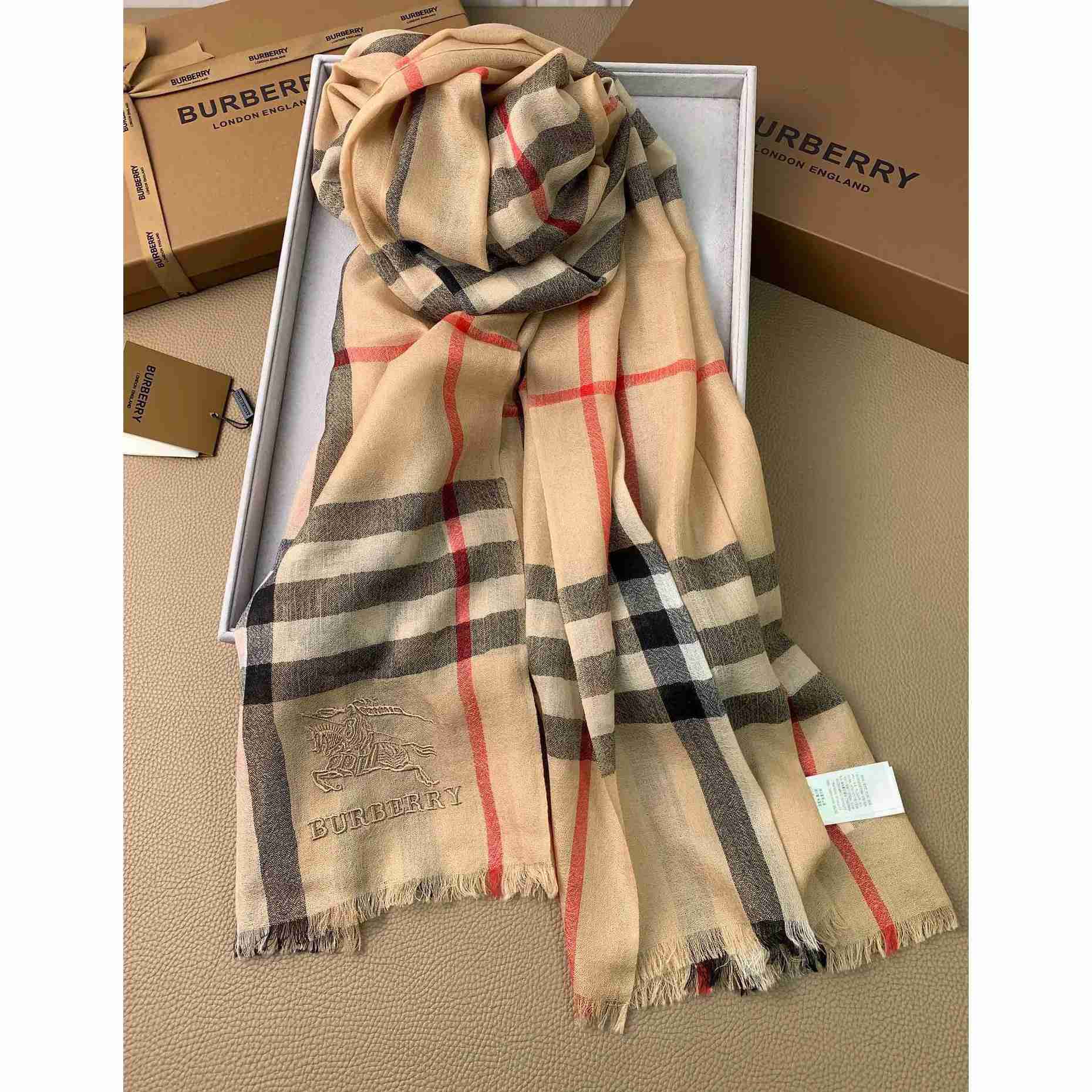 Burberry Lightweight Check Wool Silk Scarf - everydesigner