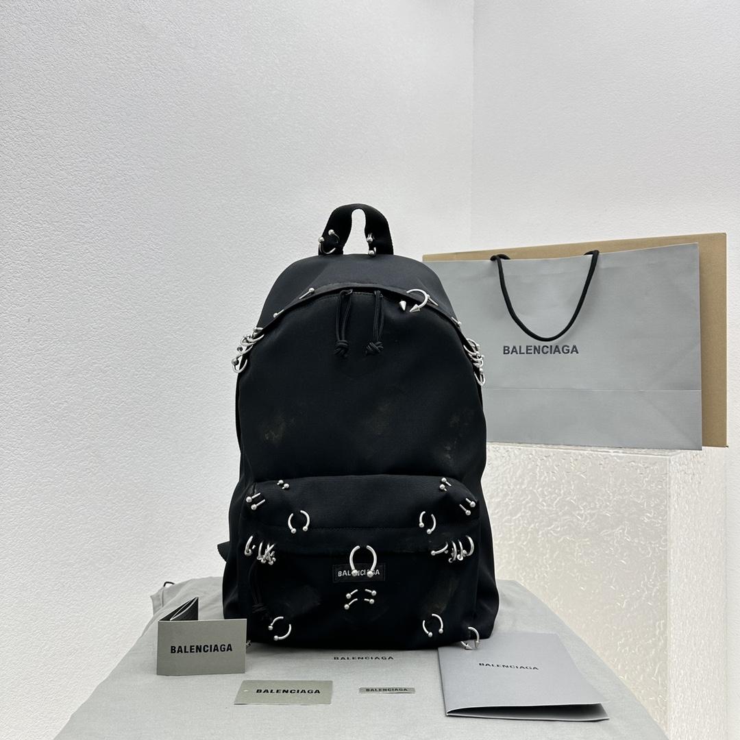 Balenciaga Explorer Backpack With Piercings In Black - everydesigner