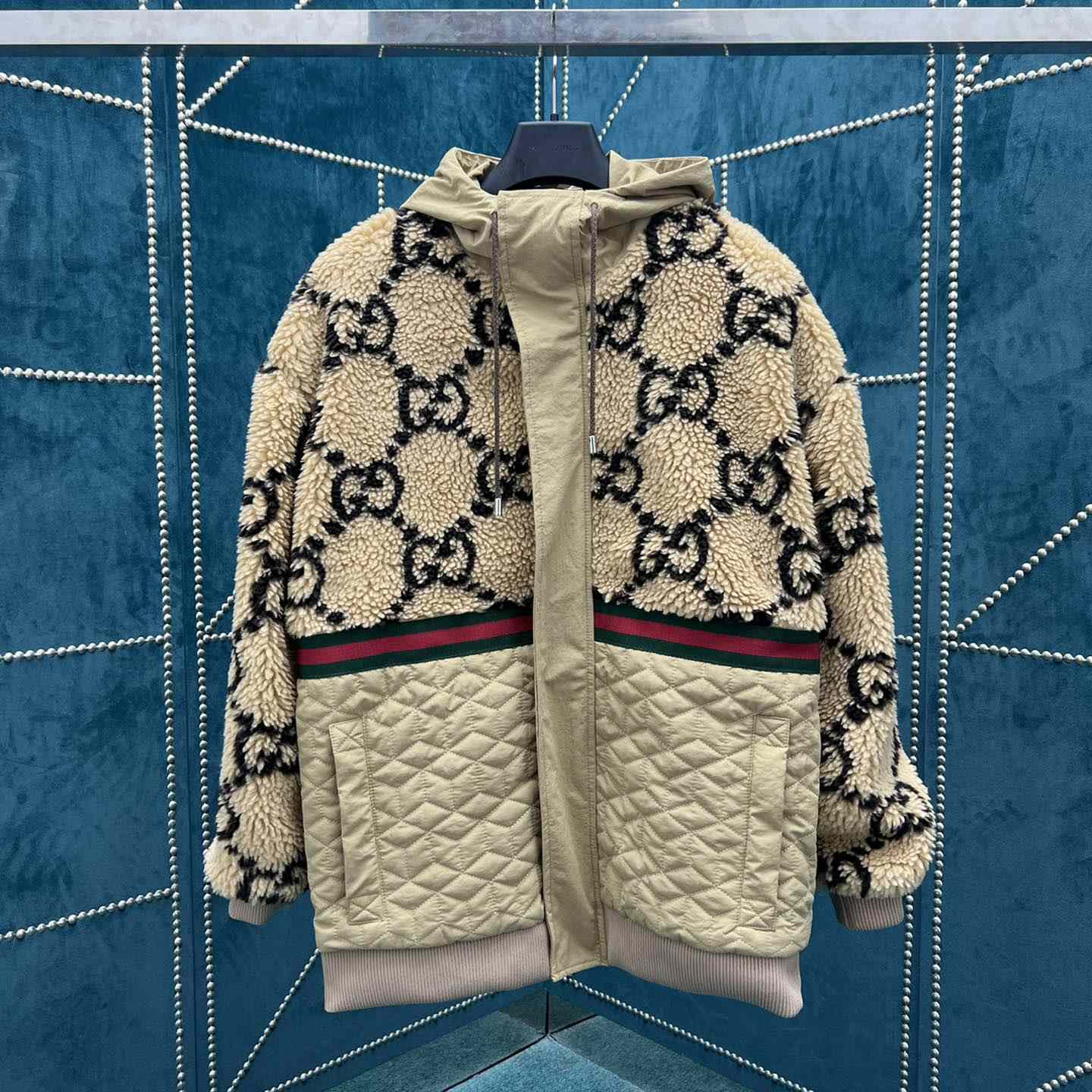 Gucci GG Jacquard Oversized Hooded Wool Jacket - everydesigner