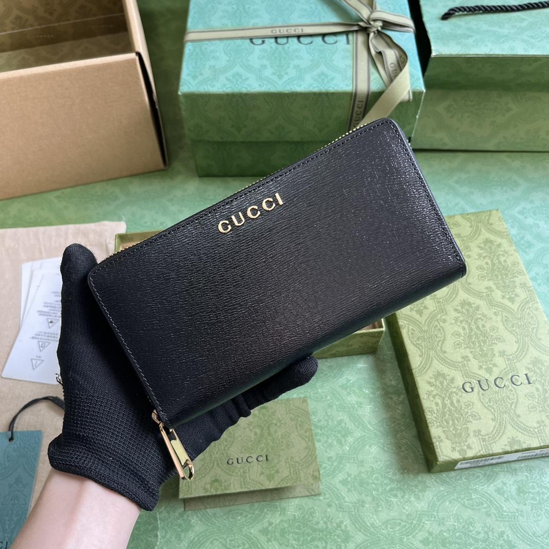 Gucci Zip Around Wallet With Gucci Script (20x 12.5 x4cm) - everydesigner