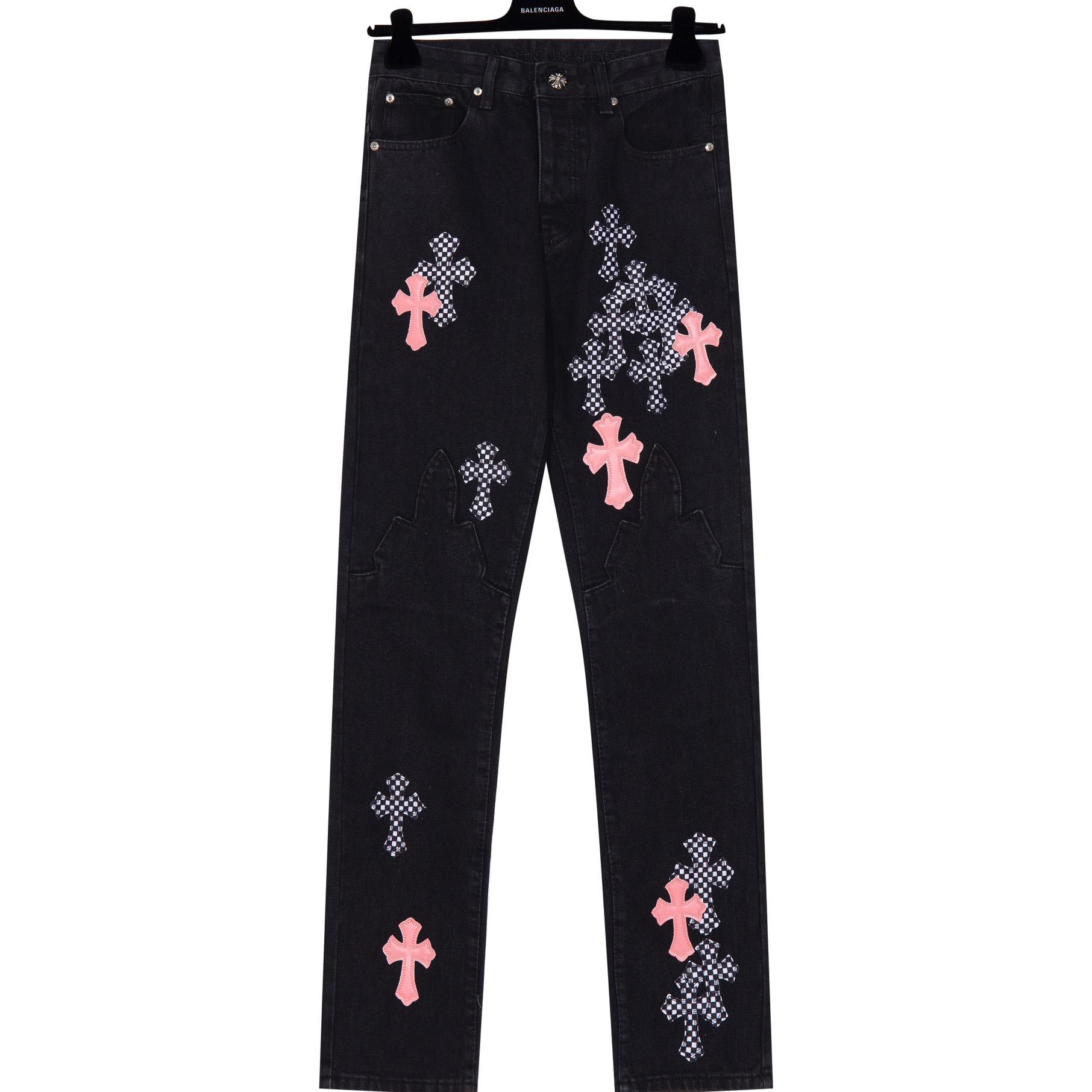 Chrome Heart Cross Patch Denim Jeans - everydesigner