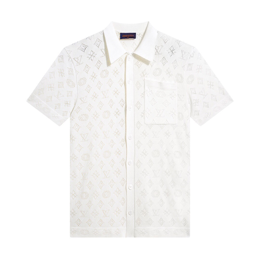 Louis Vuitton Monogram Pointelle Cotton Short-Sleeved Shirt - everydesigner