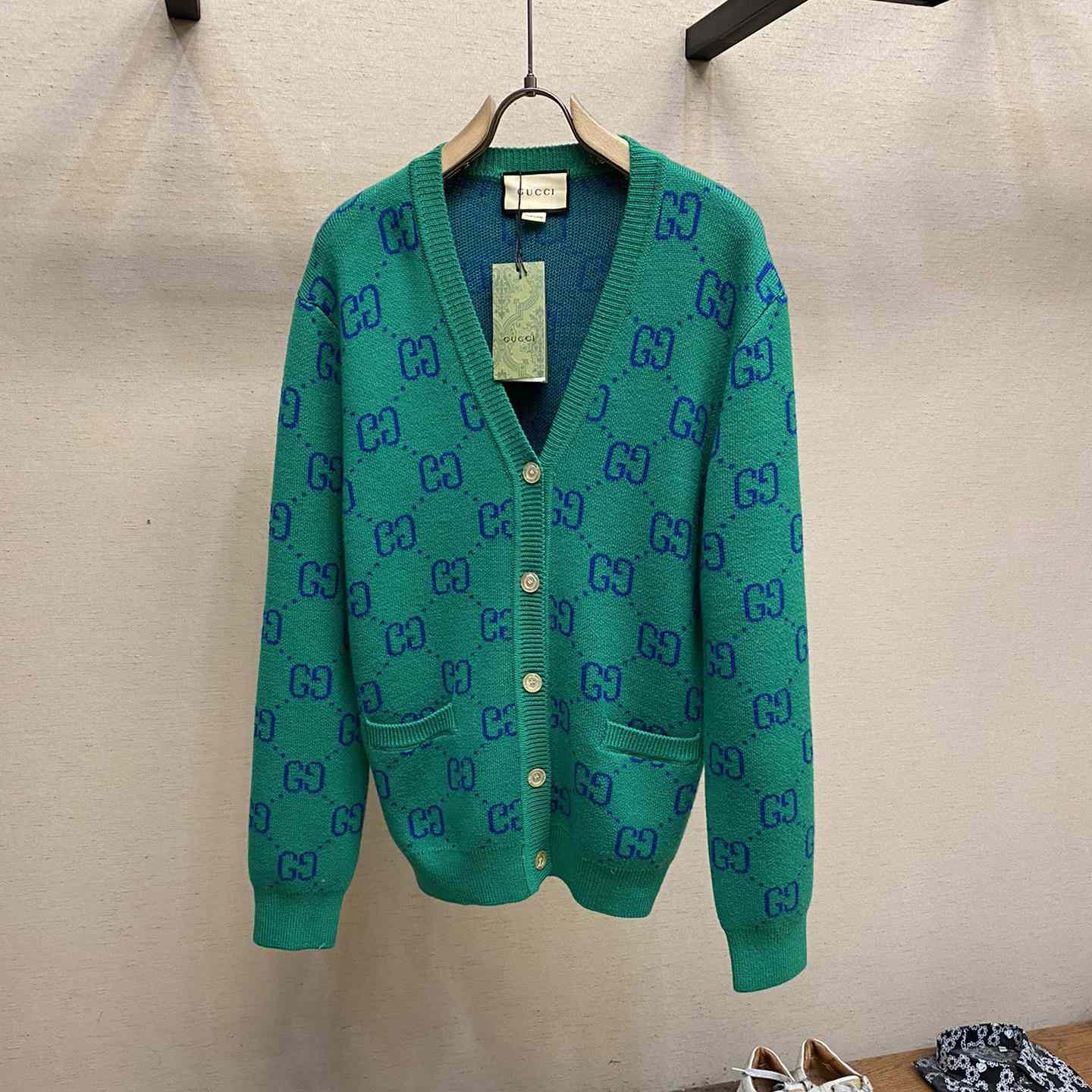 Gucci Green Knit GG Cardigan  - everydesigner