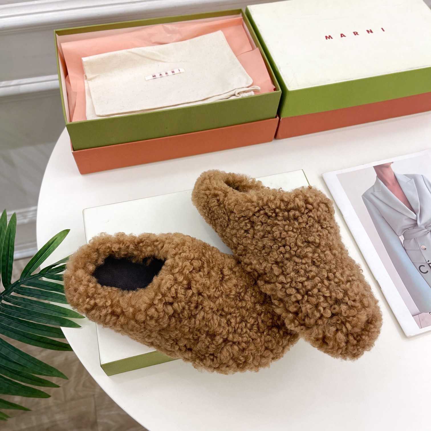 Marni Lamb Fur Mules - everydesigner