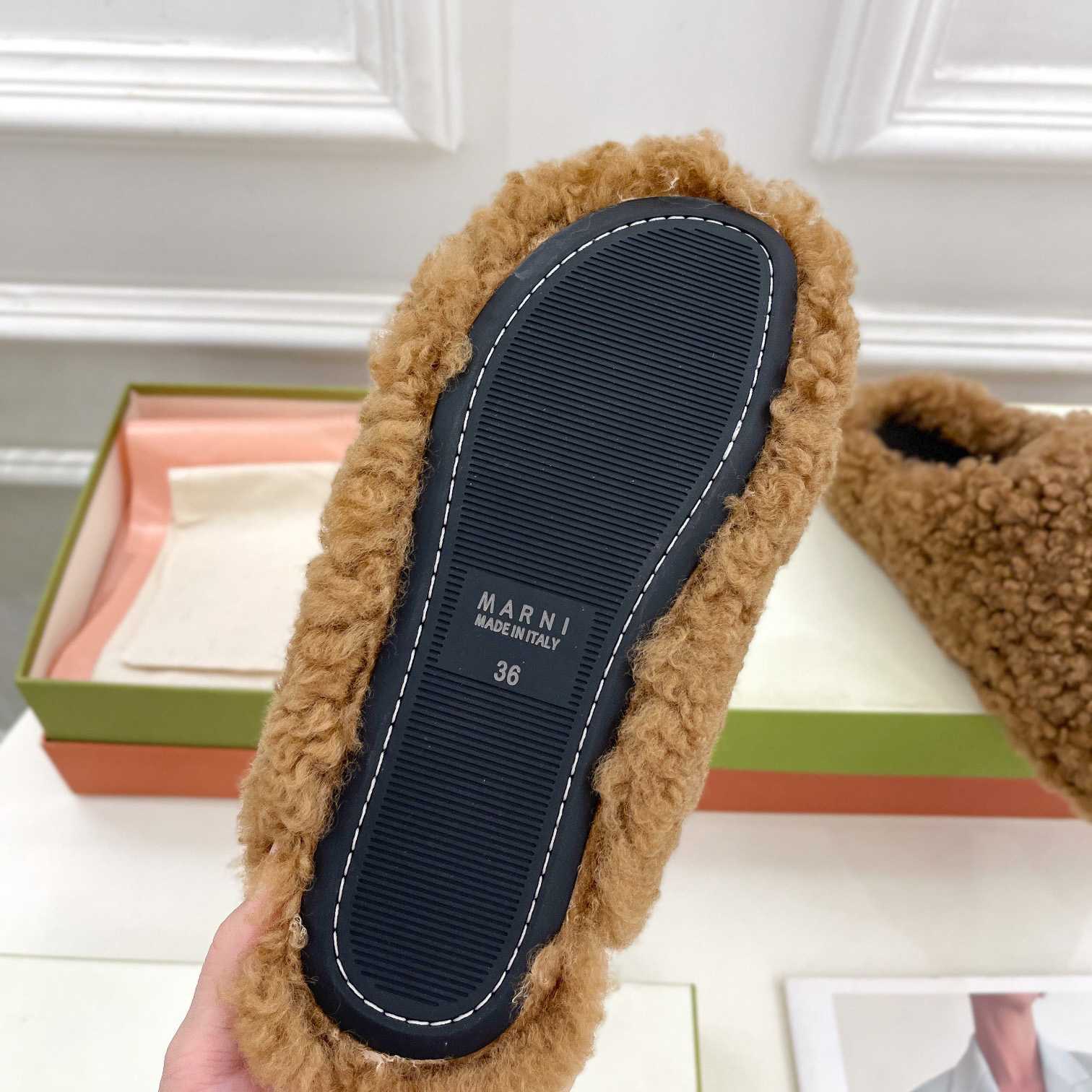 Marni Lamb Fur Mules - everydesigner