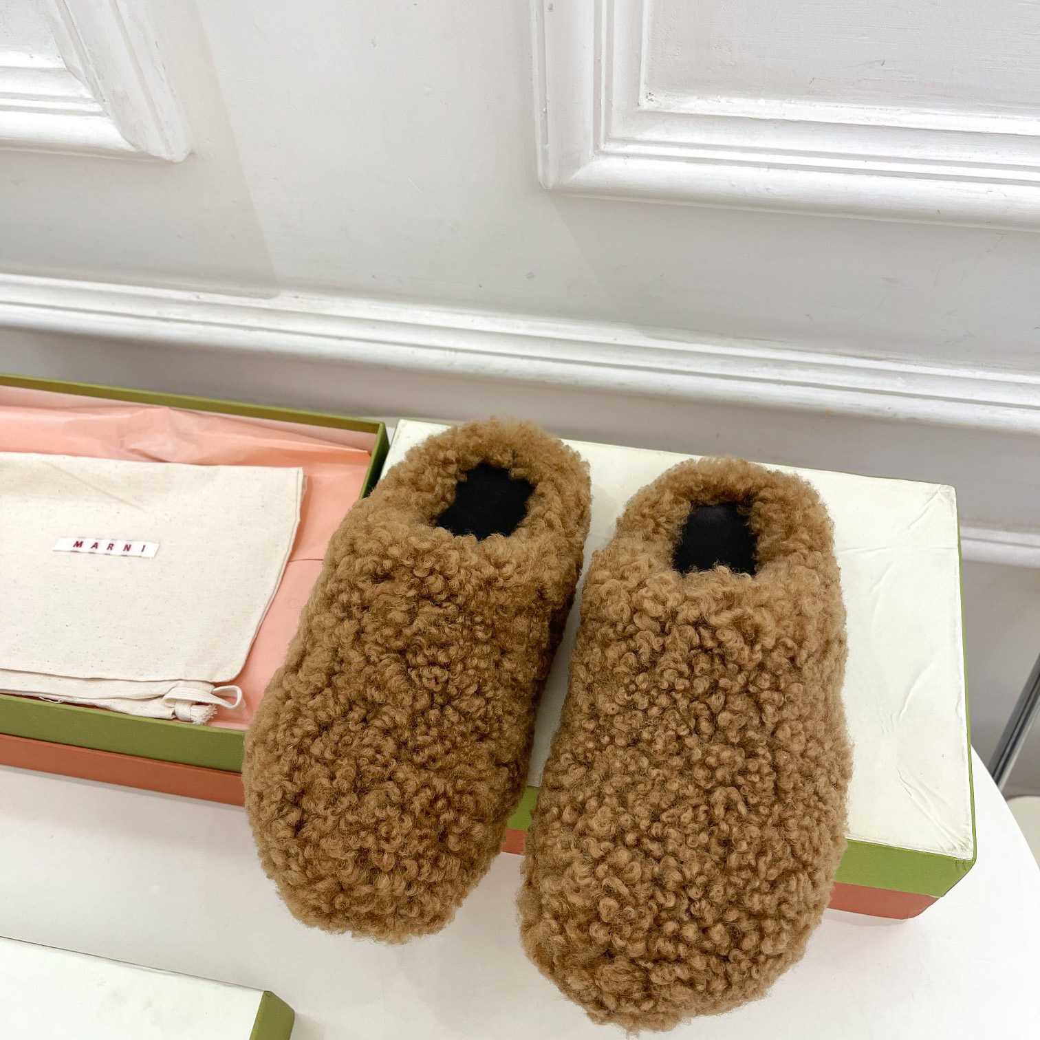 Marni Lamb Fur Mules - everydesigner