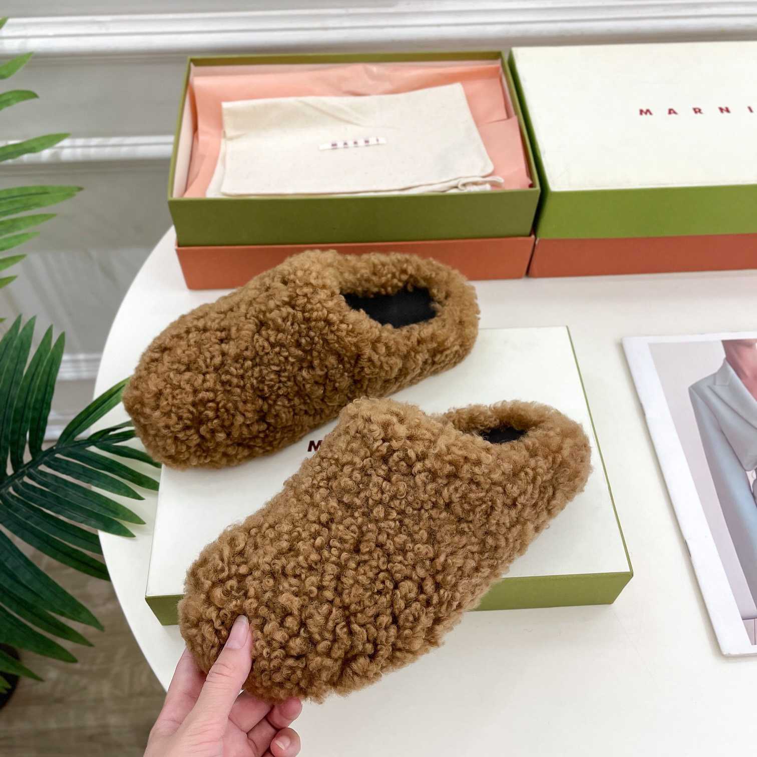 Marni Lamb Fur Mules - everydesigner