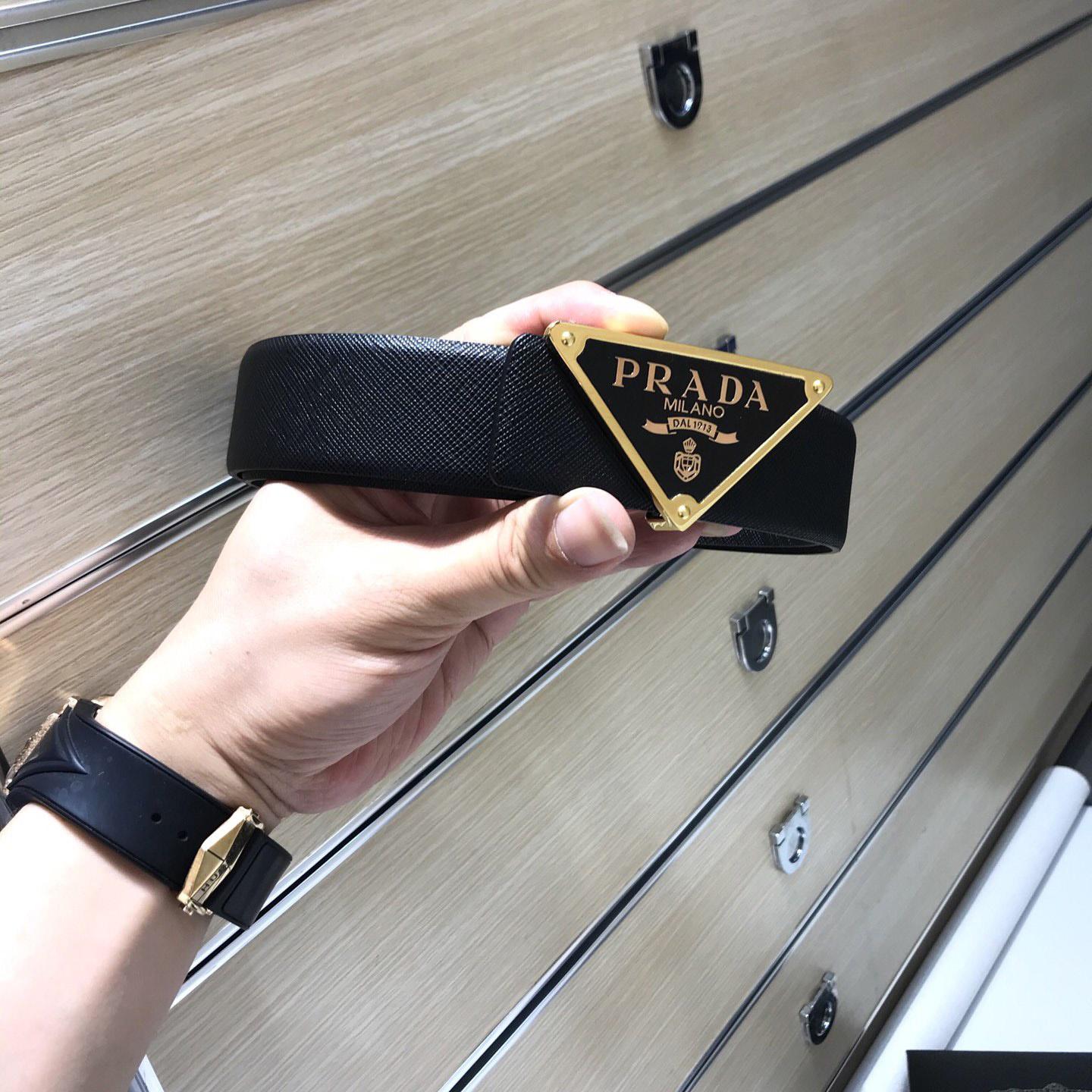 Prada Reversible Saffiano Leather Belt Strap - everydesigner