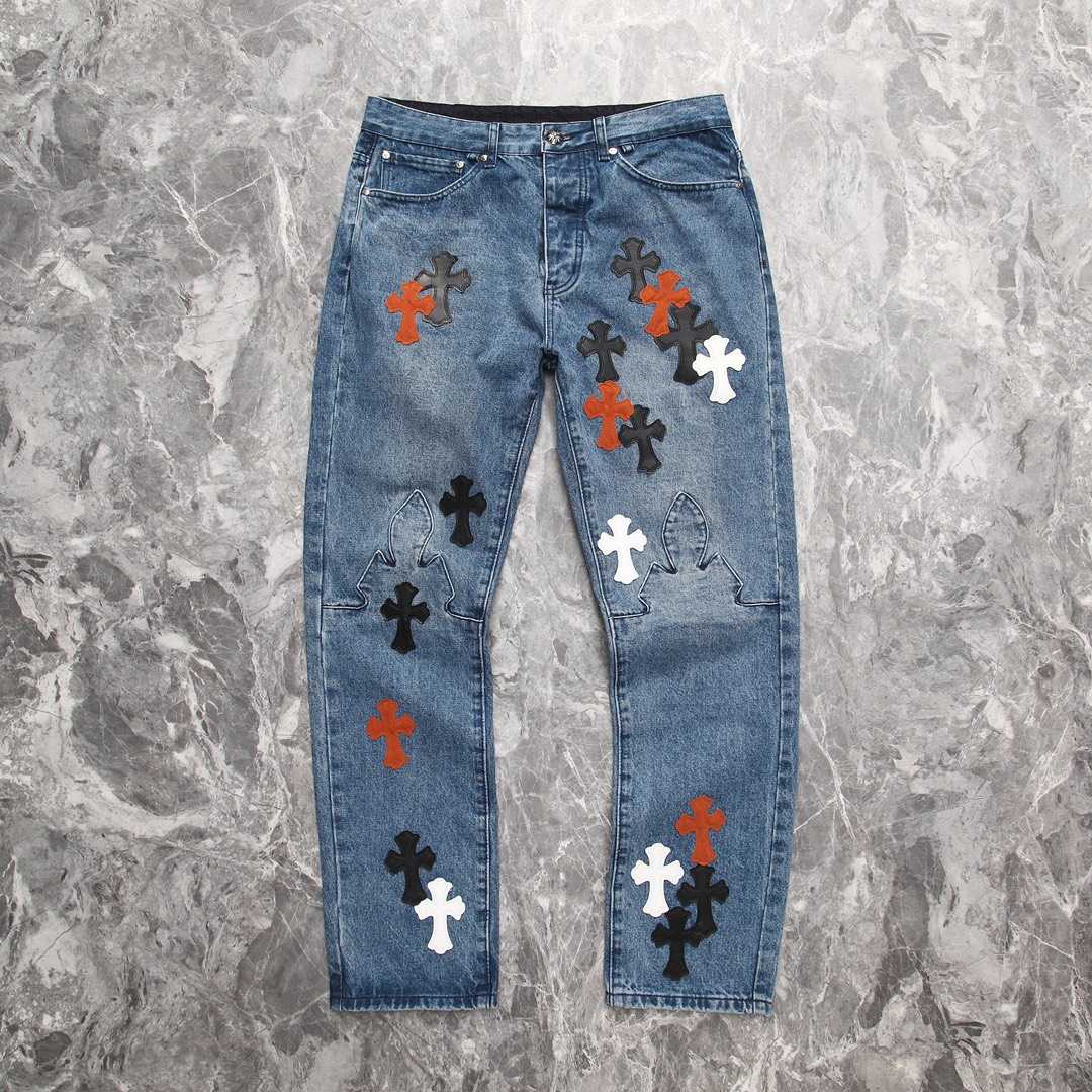 Chrome Heart Cross Patch Denim Jeans - everydesigner