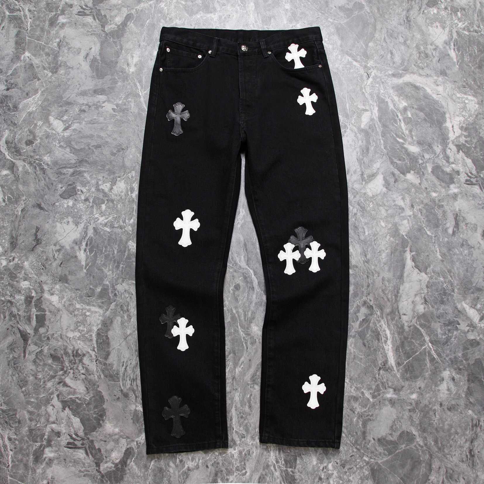 Chrome Heart Cross Patch Denim Jeans - everydesigner