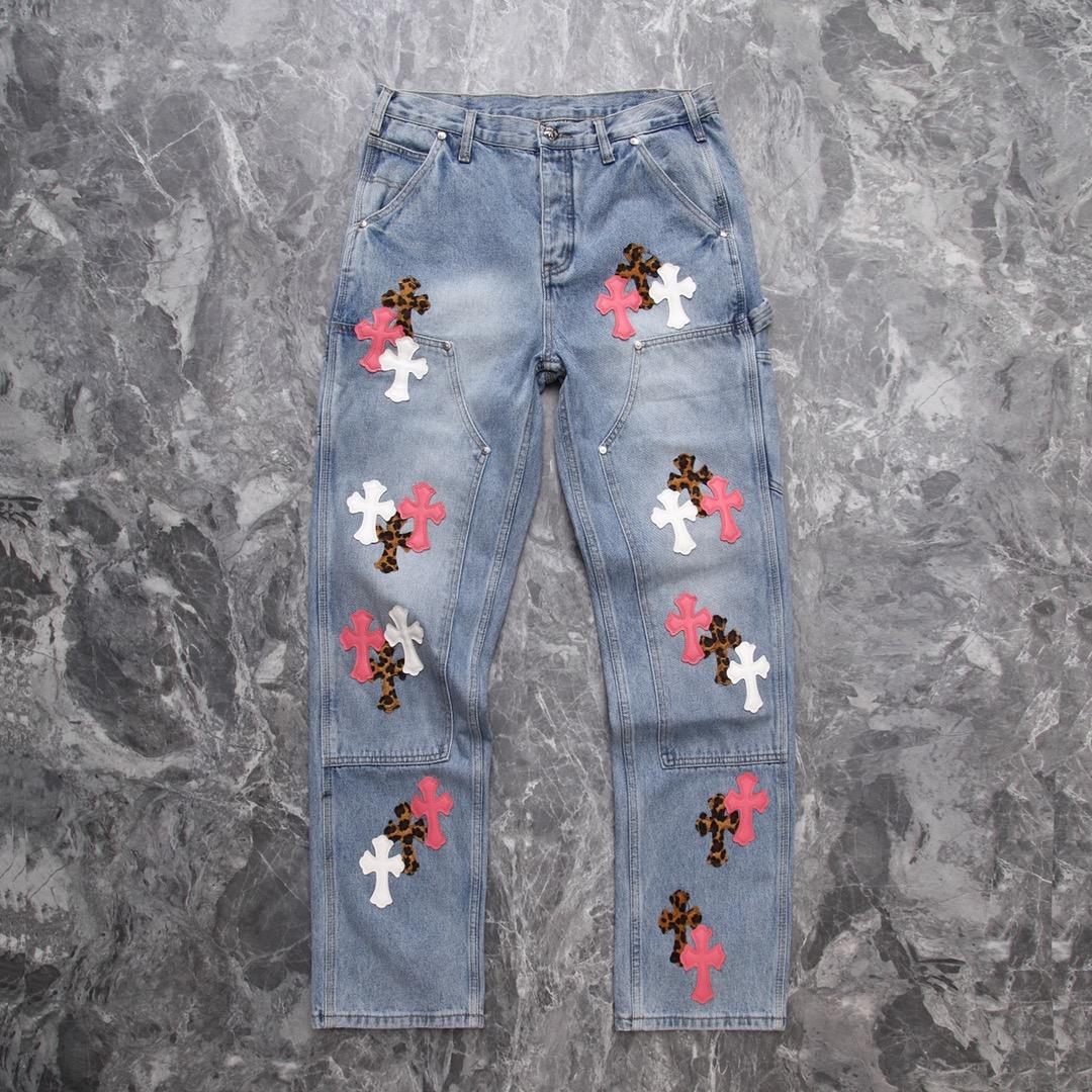 Chrome Heart Cross Patch Denim Jeans - everydesigner