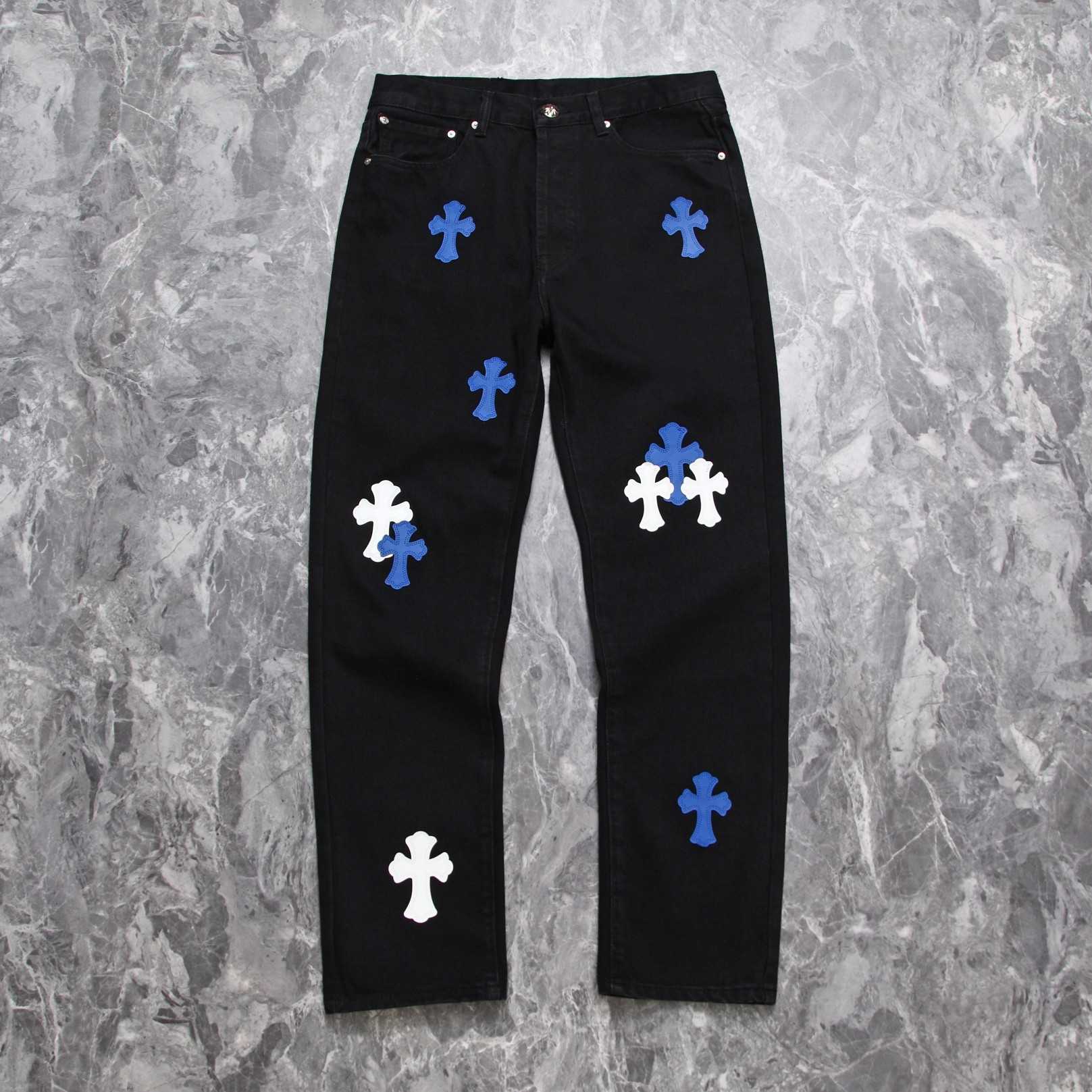 Chrome Heart Cross Patch Denim Jeans - everydesigner