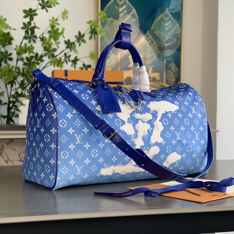 Louis Vuitton Keepall Bandouliere Clouds Monogram 50 Blue - everydesigner