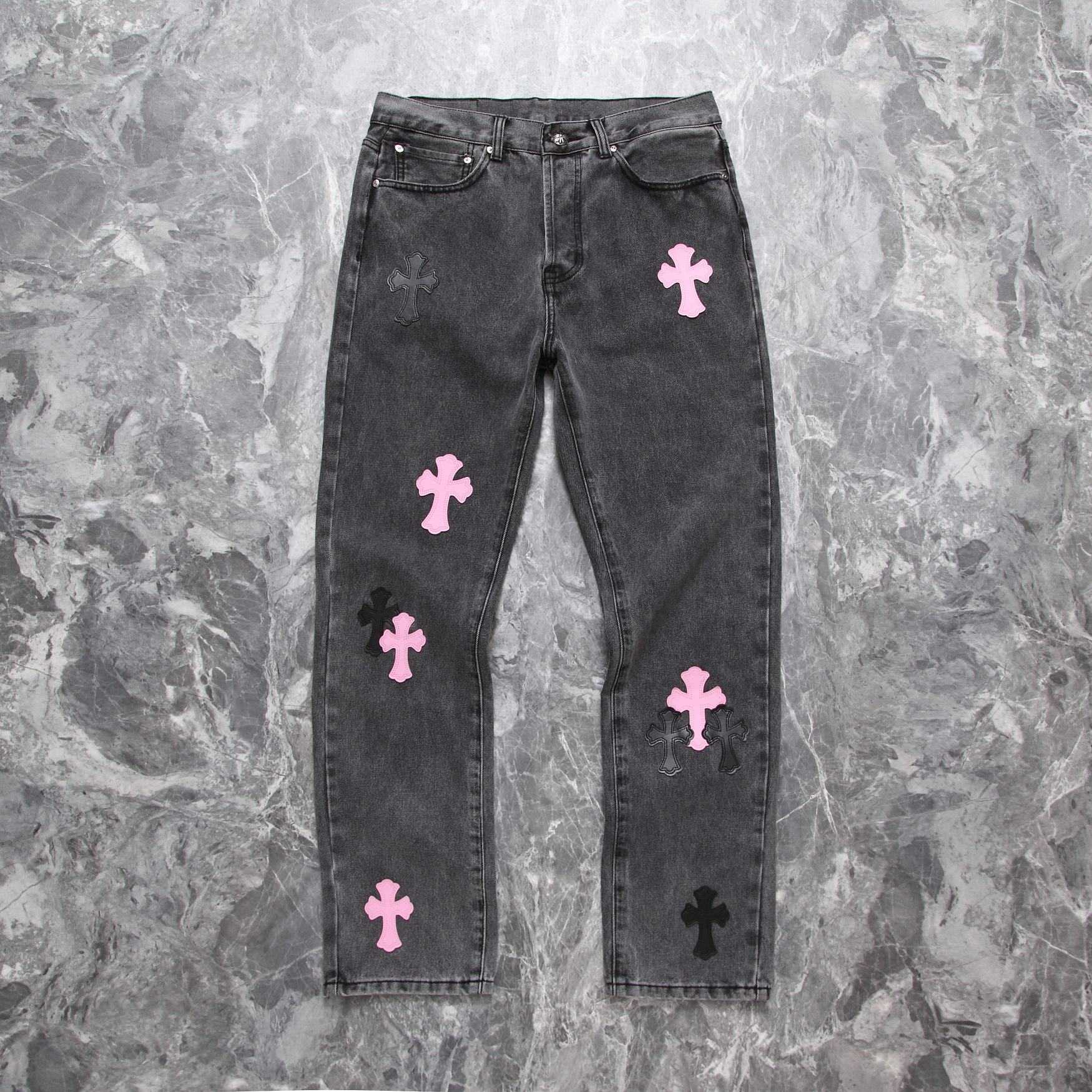 Chrome Heart Cross Patch Denim Jeans - everydesigner