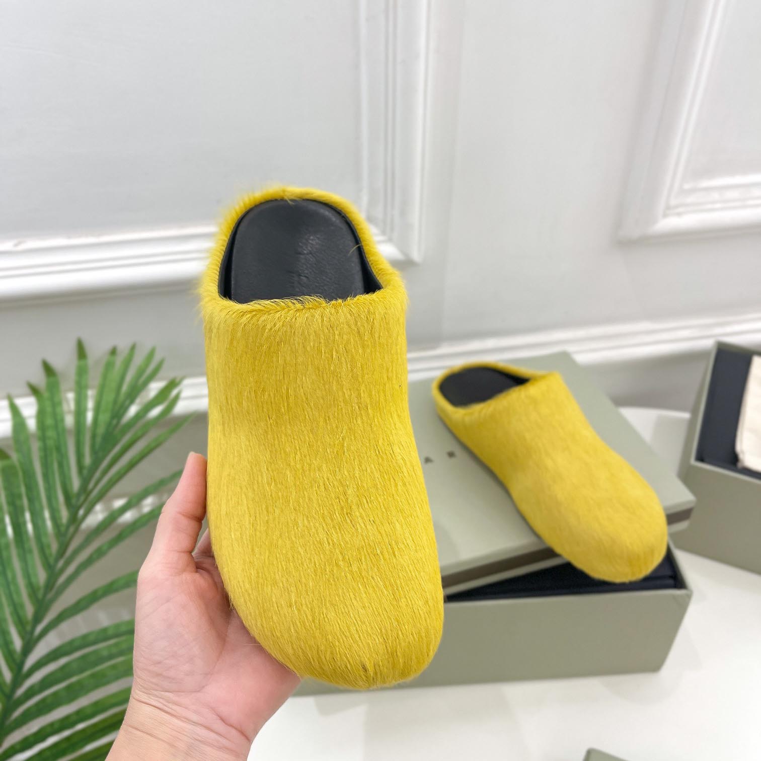 Marni Yellow Long Hair Calfskin Fussbett Sabot - everydesigner