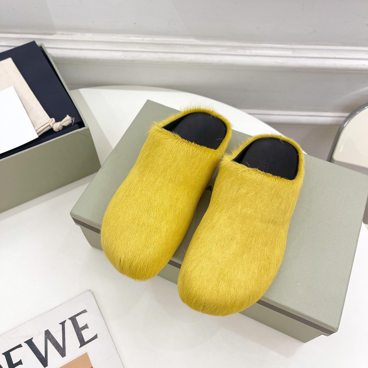 Marni Yellow Long Hair Calfskin Fussbett Sabot - everydesigner