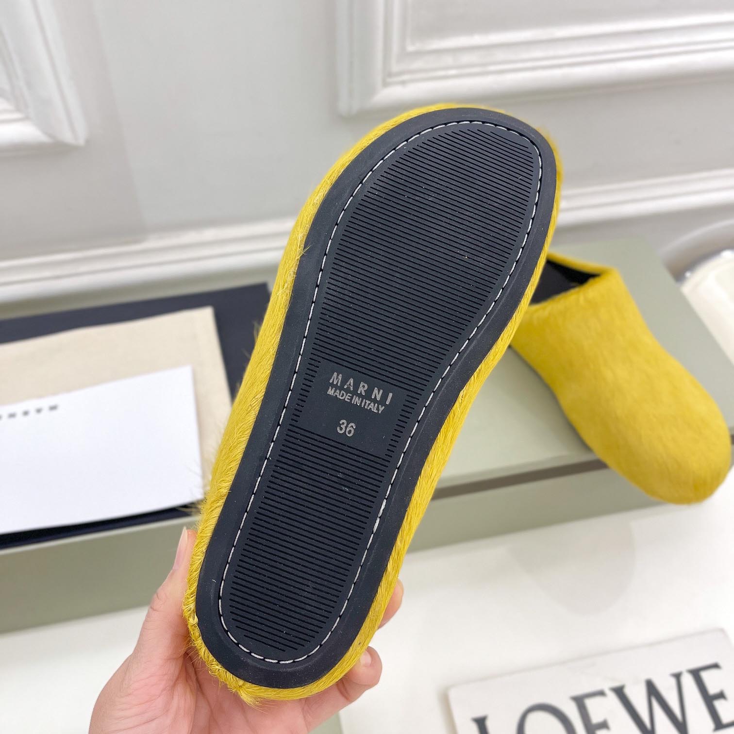 Marni Yellow Long Hair Calfskin Fussbett Sabot - everydesigner