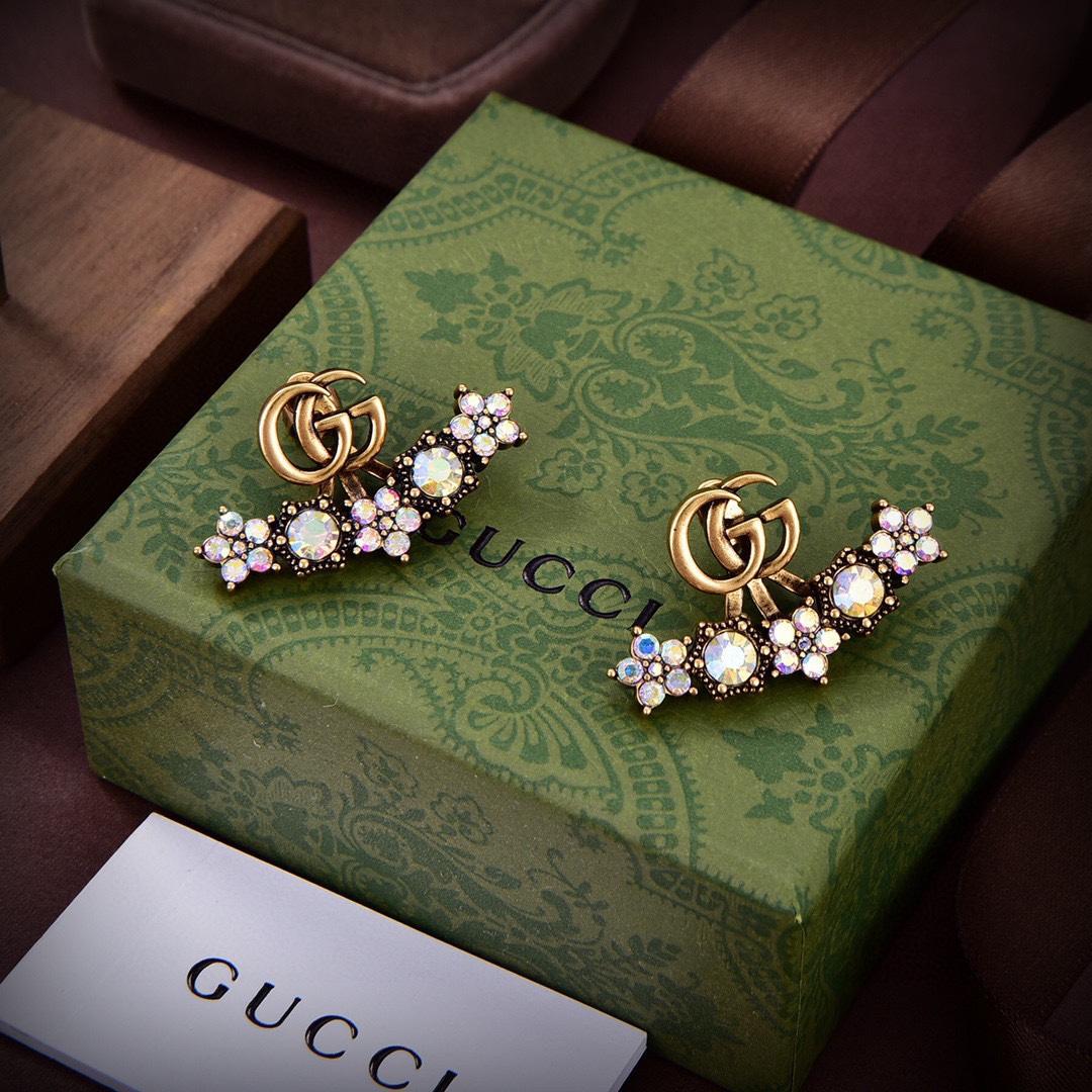 Gucci Crystal Double G Single Earring - everydesigner