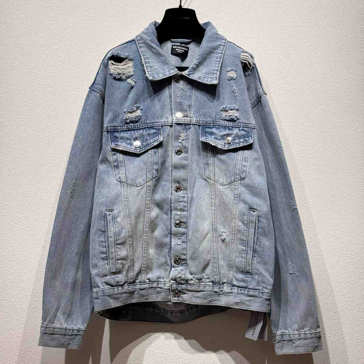 Balenciaga Super Destroyed Baggy Denim Jacket  - everydesigner