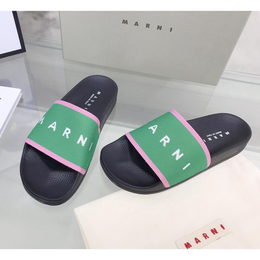 Marni Intarsia-knit Flat Slides - everydesigner