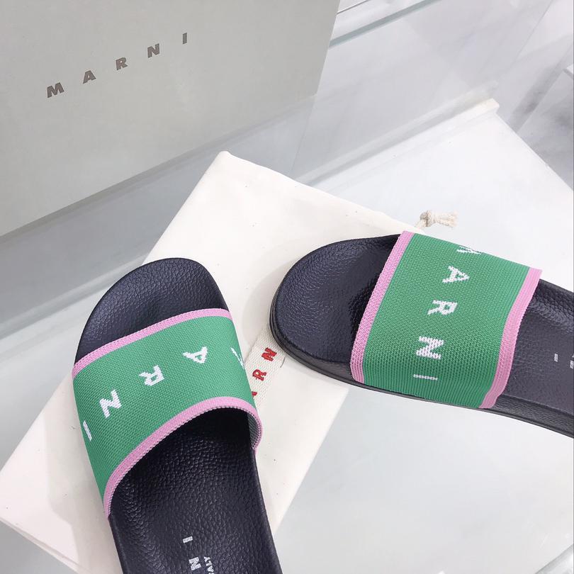 Marni Intarsia-knit Flat Slides - everydesigner