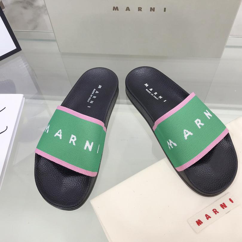 Marni Intarsia-knit Flat Slides - everydesigner