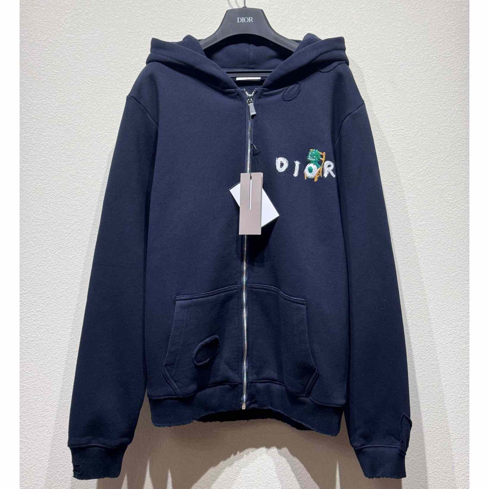 Dior And Otani Workshop Zipped Hooded Sweatshirt - everydesigner