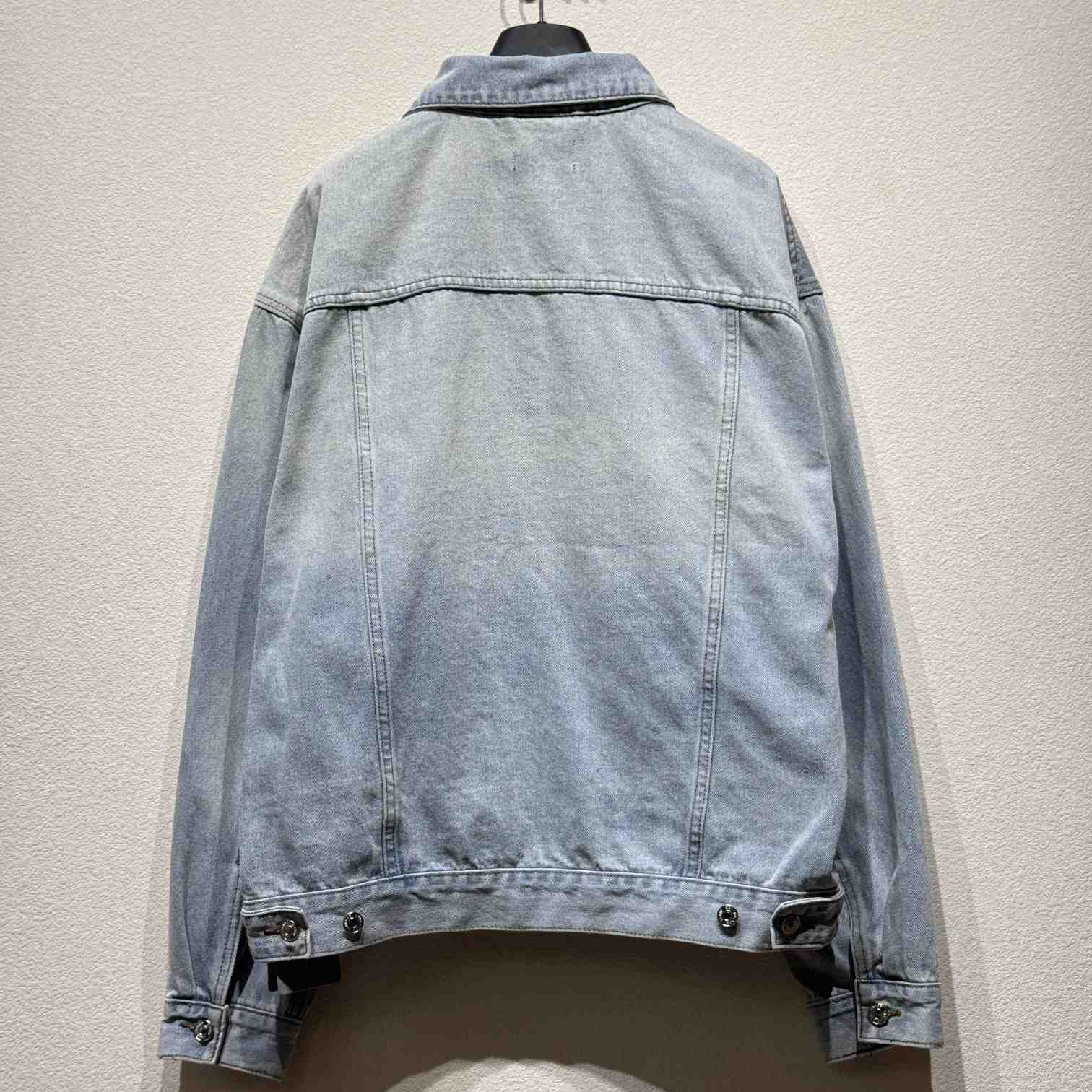 Balenciaga Denim Size Sticker Jacket In Light Blue - everydesigner