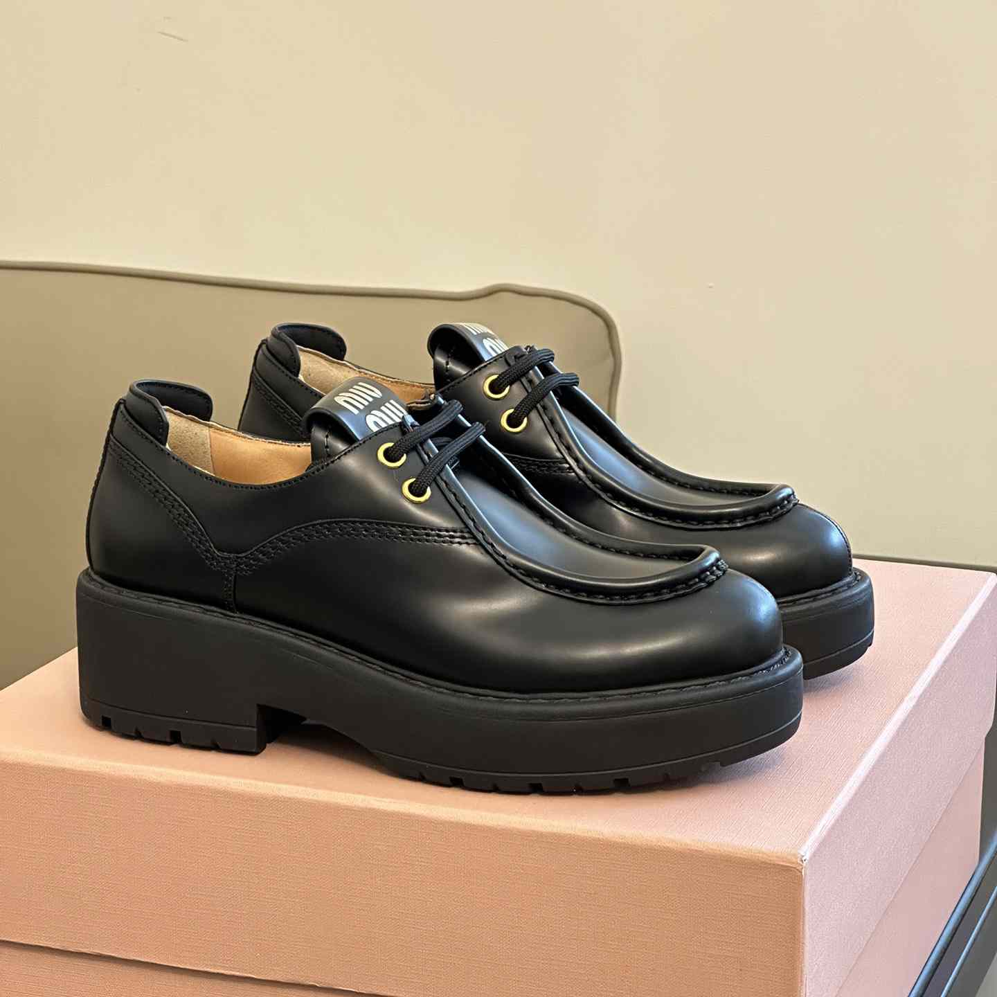 Miu Miu Leather Lace-up Shoes - everydesigner