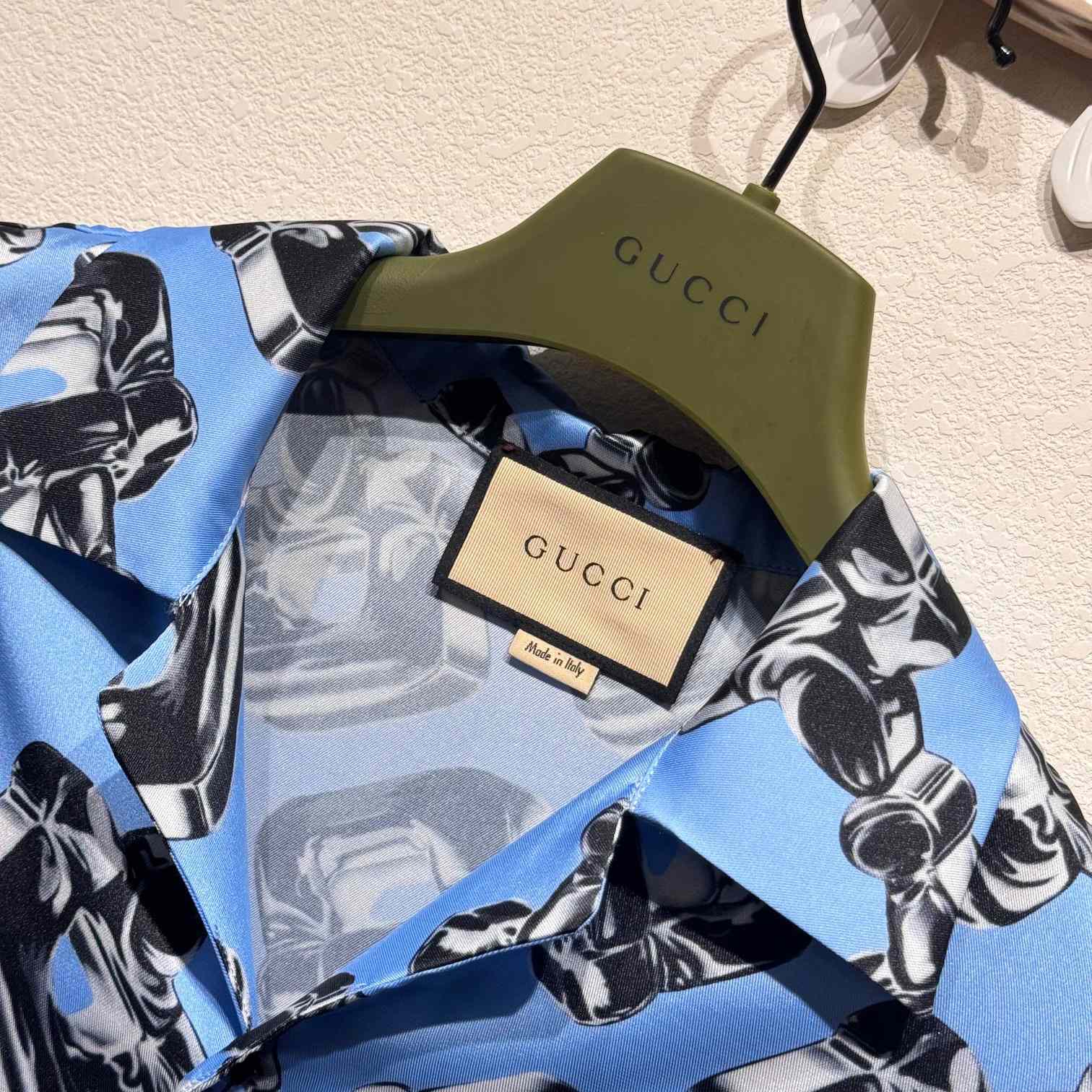 Gucci 3D Glass Horsebit Print Silk Shirt - everydesigner