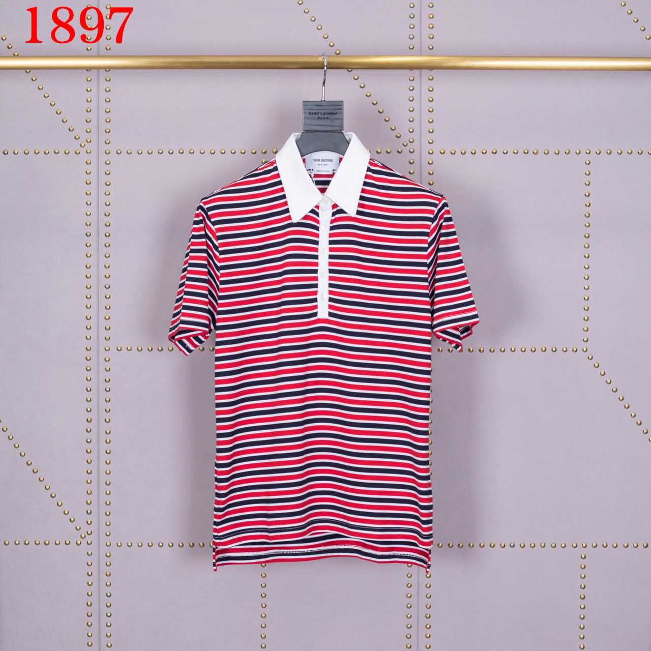 Thom Browne Striped Cotton-jersey Polo Shirt   1897 - everydesigner