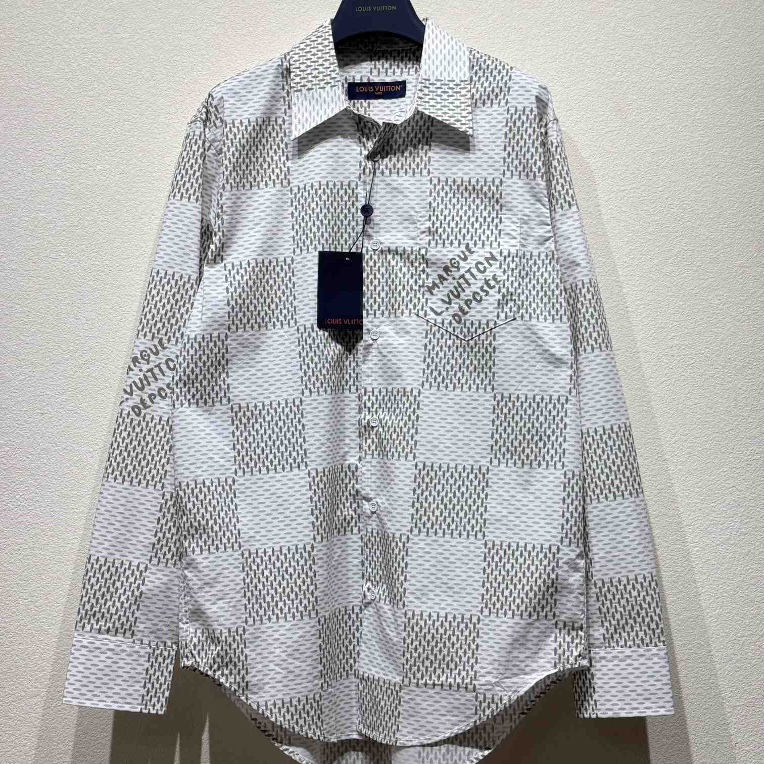 Louis Vuitton Damier Long-Sleeved Classic Cotton Shirt   1AFJDA - everydesigner