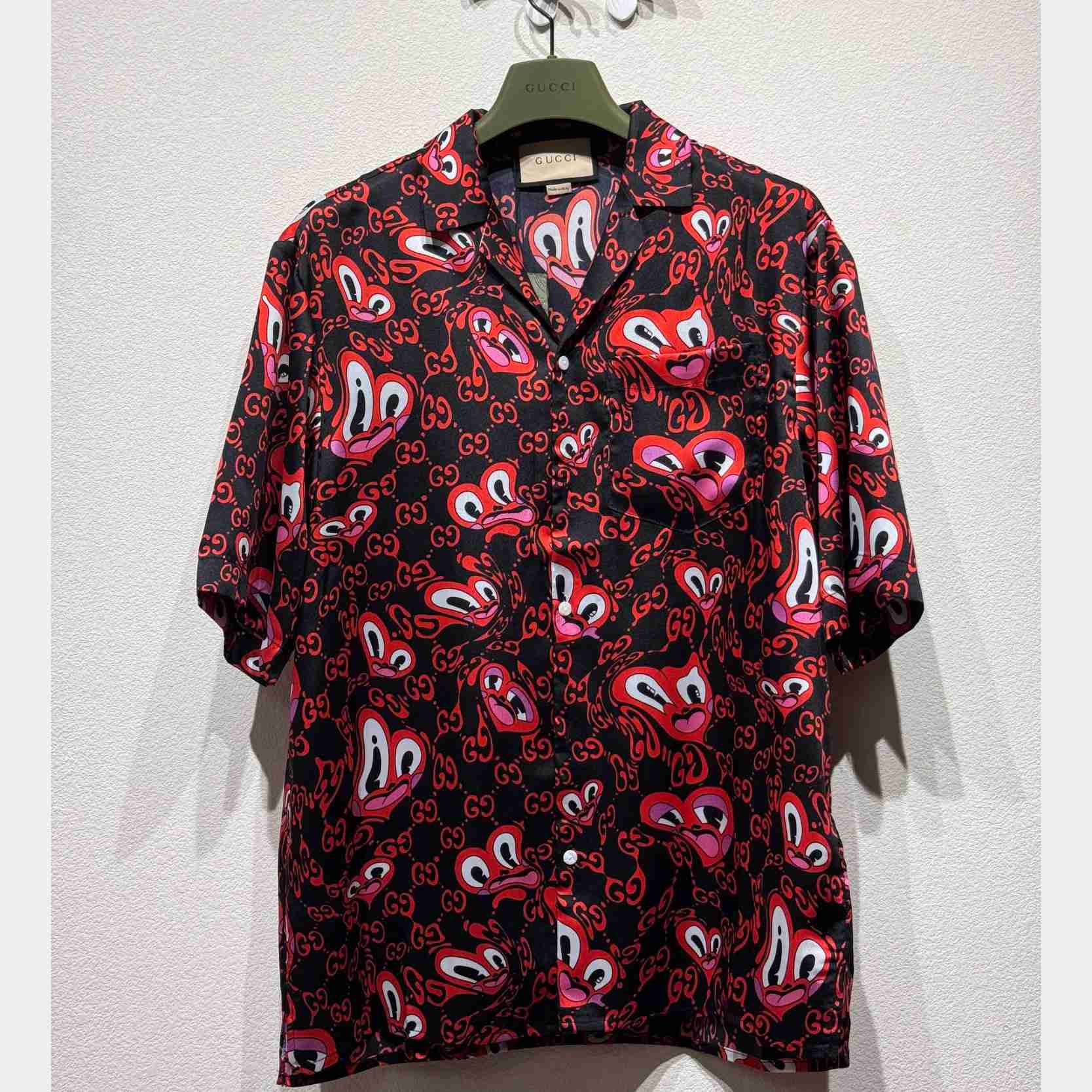 Gucci GG Hearts Silk Bowling Shirt - everydesigner