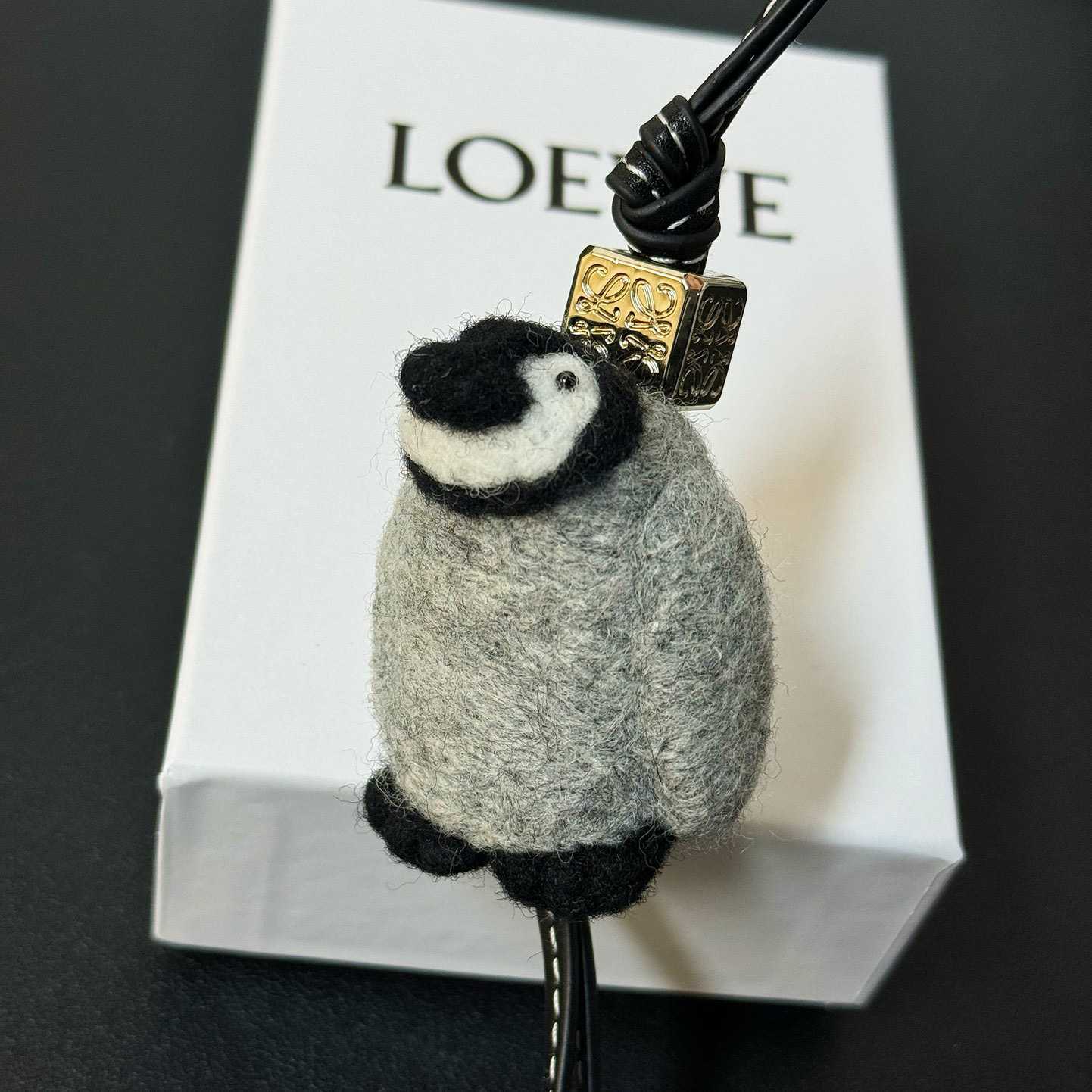 Loewe Baby Penguin Charm In Felt And Calfskin - everydesigner