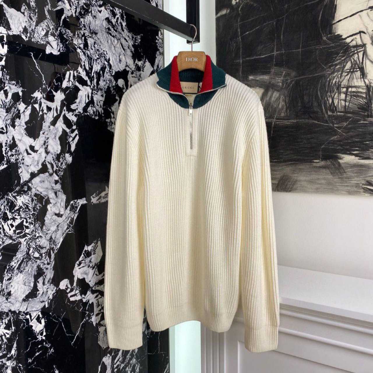 Gucci Knit Wool Sweater With Web - everydesigner