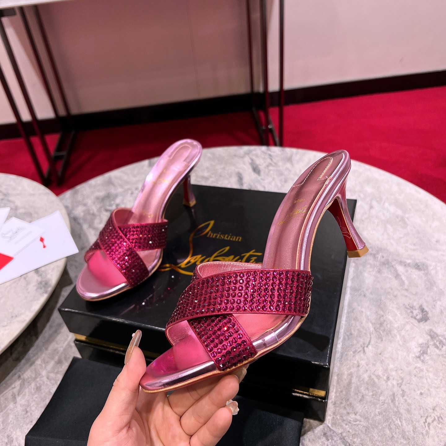 Christian Louboutin Mariza Is Back Strass 85mm Mules Sandals - everydesigner